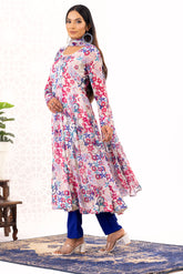 White printed anarkali set - kasumi.in